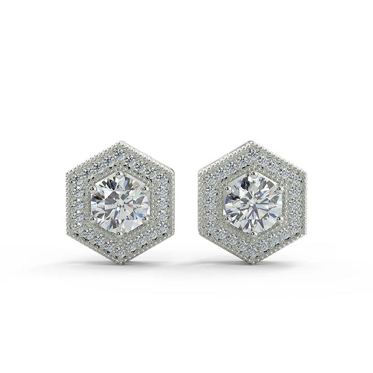 Geometric Glamour F VS2 Lab Grown Diamond Stud Earrings