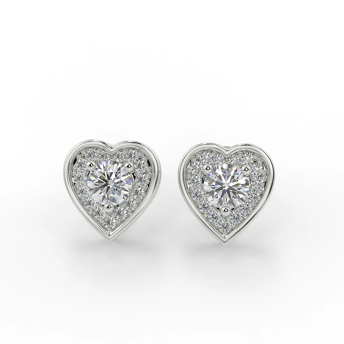 Enchanting Heart F VS1 Lab Grown Diamond Stud Earrings