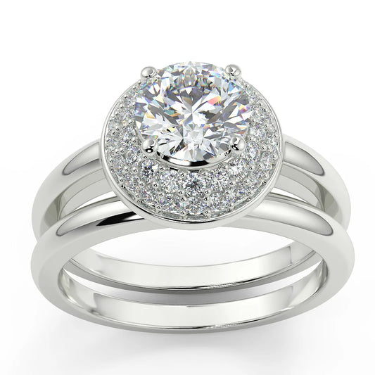 The Halo Radiance Lab Grown Diamond Bridal Set