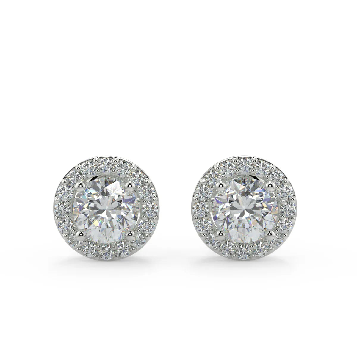 Classic Halo F VS2 Lab Grown Diamond Stud Earrings