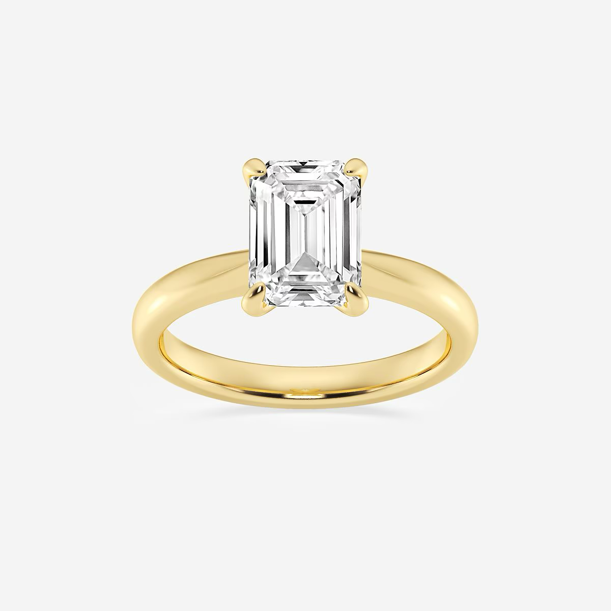 Amber Ray Yellow Gold Emerald Cut Solitaire