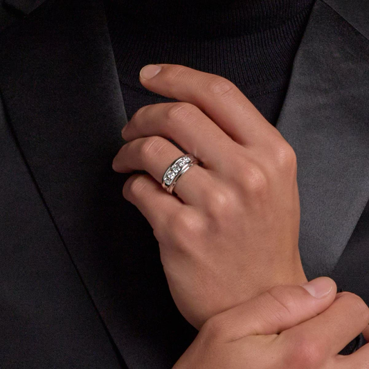 Men's Round Channel Set Wedding Band