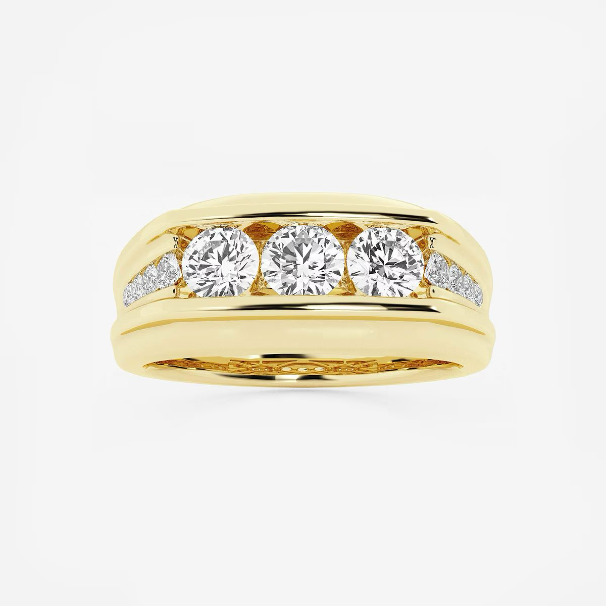 1 Ct Round Lab Grown Diamond Men's Channel Set Ring