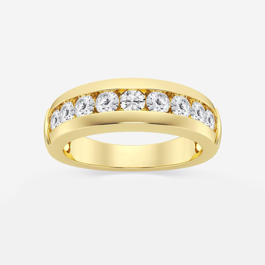Round-Lab-Diamond-Nine-Stone-Men's-Ring
