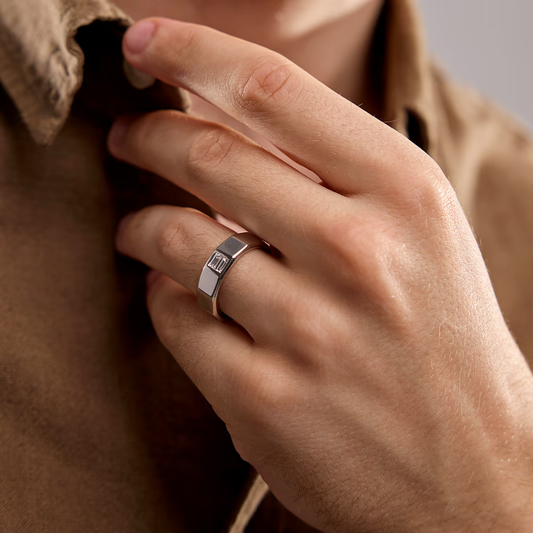 Men's-Emerald-Cut-Metallic-Finish-Band