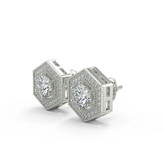 Geometric Glamour F VS2 Lab Grown Diamond Stud Earrings