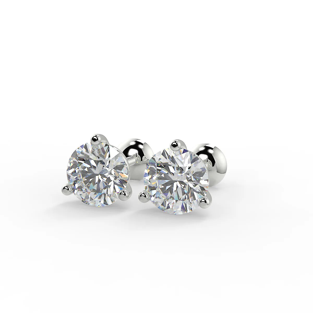 Brilliant F VS1 Lab Grown Diamond Solitaire Stud Earrings