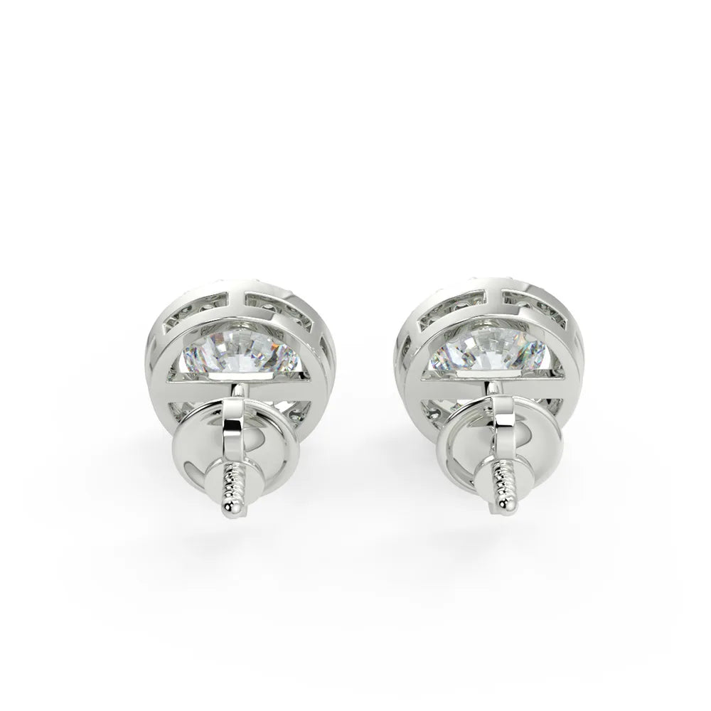 Classic Halo F VS2 Lab Grown Diamond Stud Earrings