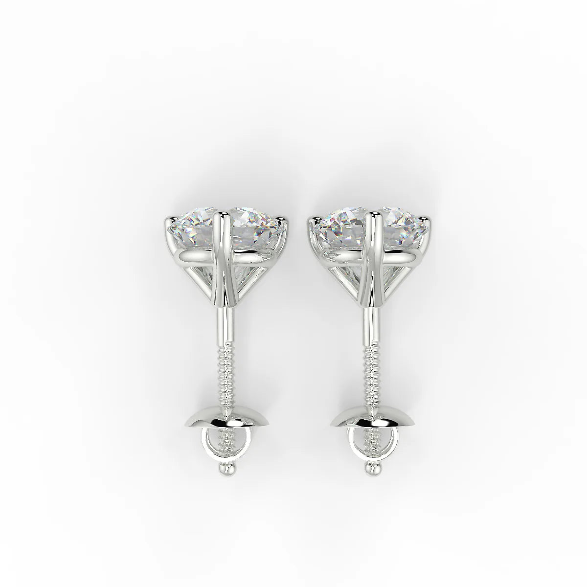 Brilliant F VS1 Lab Grown Diamond Solitaire Stud Earrings
