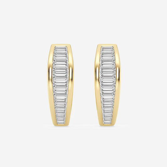 Halo-Line-Thin-Baguette-Cut-Diamond-Hoop-Earrings-for-Daily-Wear