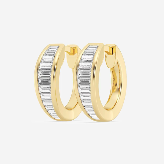 Halo-Line-Thin-Baguette-Cut-Diamond-Hoop-Earrings-for-Daily-Wear