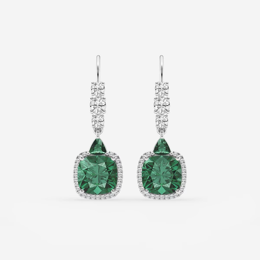 Petal-Ray-Petal-Motif-Emerald-Diamond-Fashion-Earrings