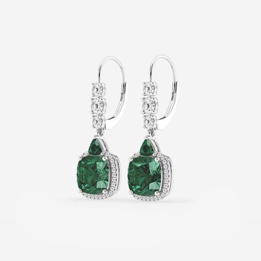 Petal-Ray-Petal-Motif-Emerald-Diamond-Fashion-Earrings