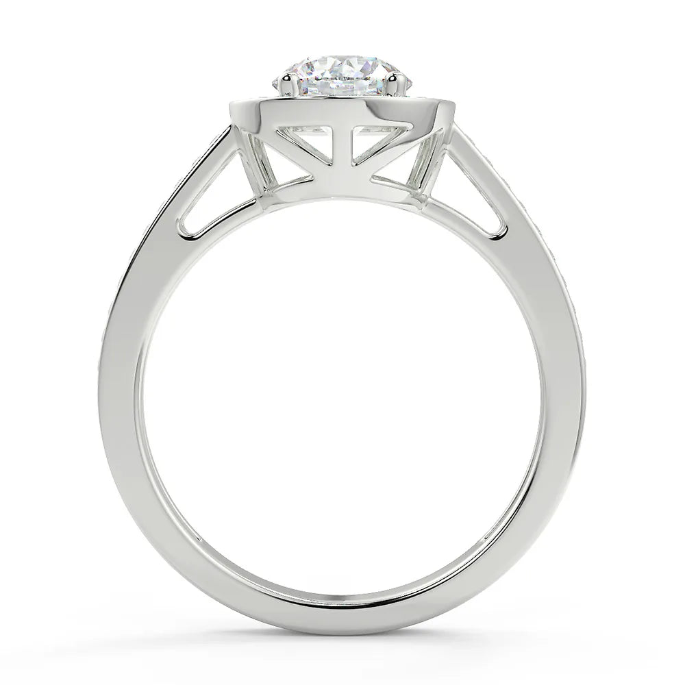 Enchanting Halo F VS1 Lab Grown Diamond Engagement Ring