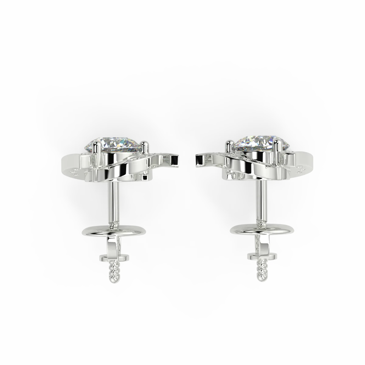 Graceful Swirl F VS1 Lab Grown Diamond Stud Earrings