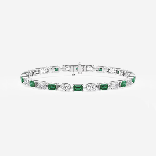Dew Link – Bezel-Set Diamond x Emerald Fashion Bracelet