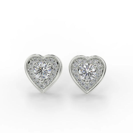 Enchanting Heart F VS1 Lab Grown Diamond Stud Earrings