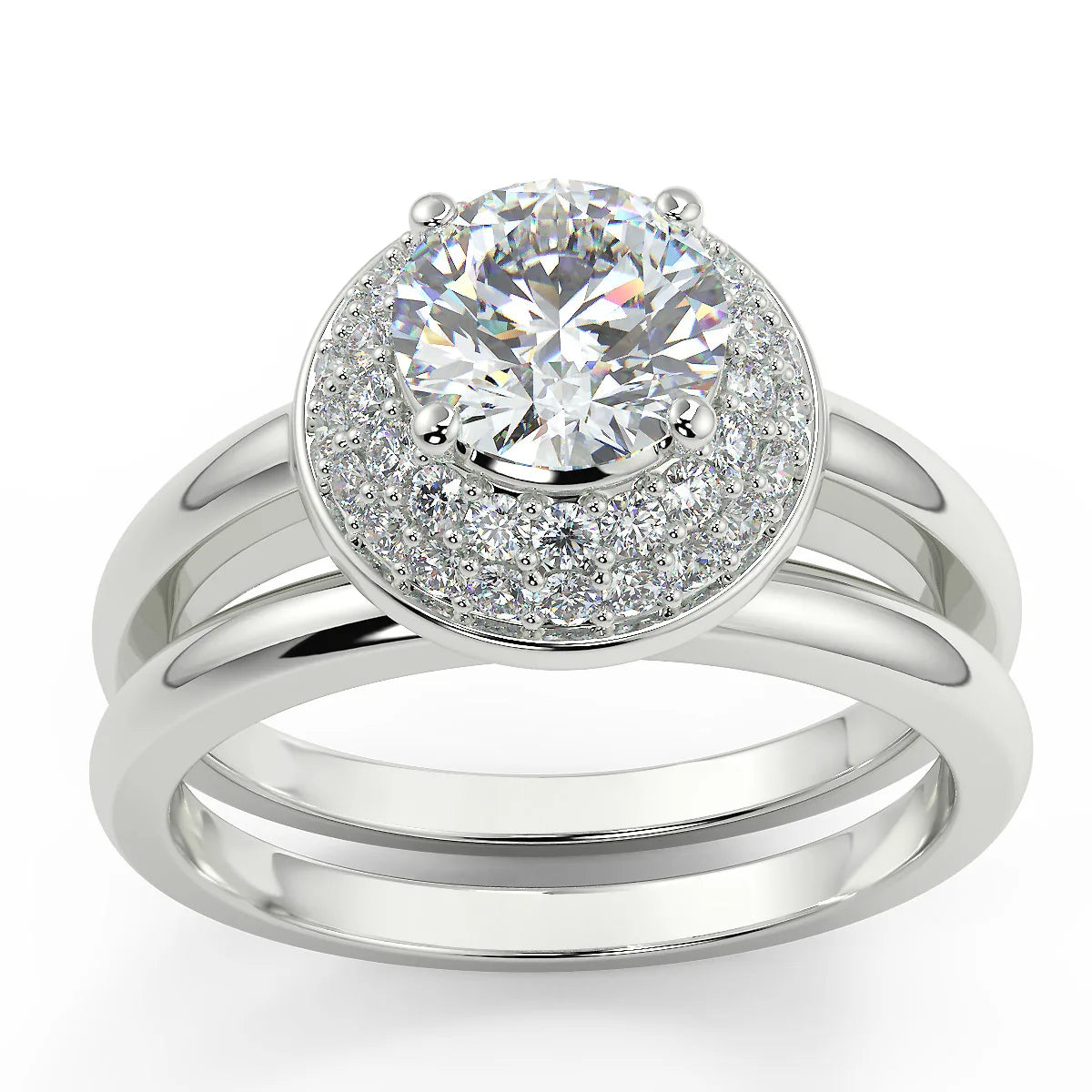 The Halo Radiance Lab Grown Diamond Bridal Set