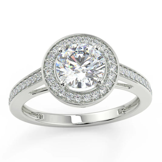 Enchanting Halo F VS1 Lab Grown Diamond Engagement Ring