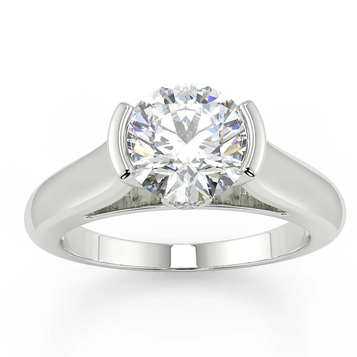 Modern Embrace F VVS1 Lab Grown Diamond Engagement Ring