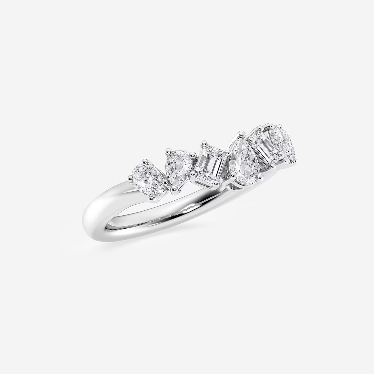 Aura Tide White Gold Band with Fancy Diamonds