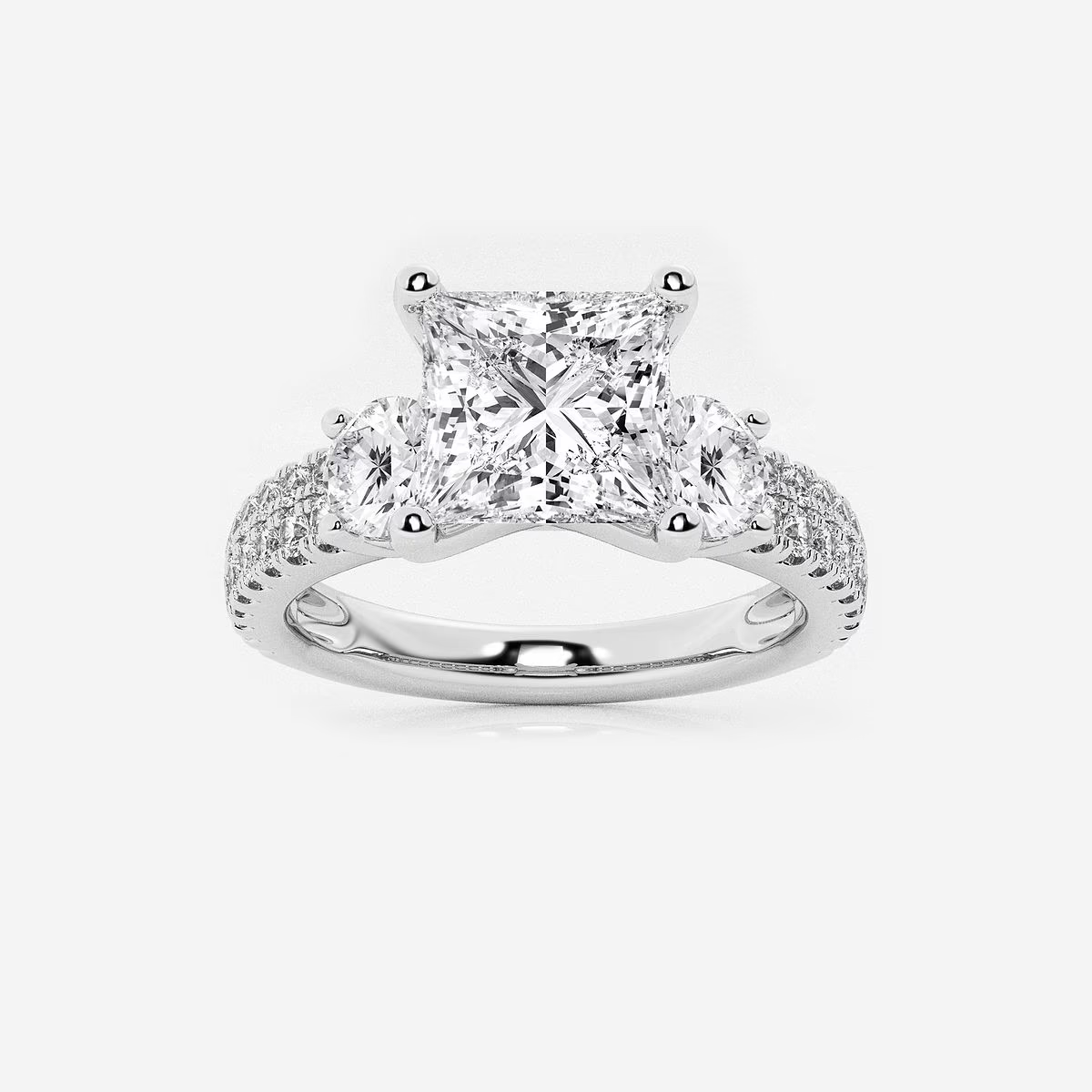 Seraphine Asscher Cut Solitaire with Side Diamonds