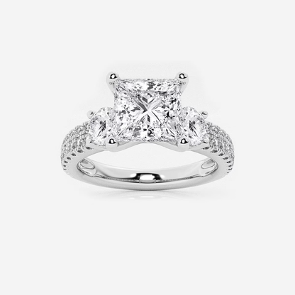 Seraphine Asscher Cut Solitaire with Side Diamonds