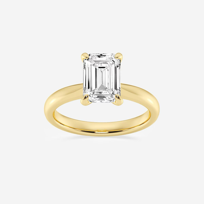 Amber Ray Yellow Gold Emerald Cut Solitaire