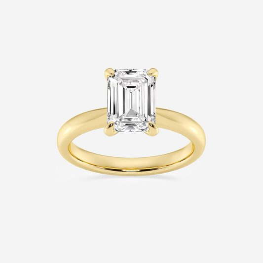Amber Ray Yellow Gold Emerald Cut Solitaire