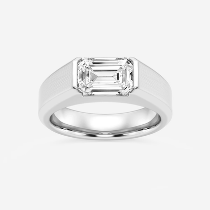 3 Ct Emerald Lab Grown Diamond Half Bezel Men's Solitaire Ring