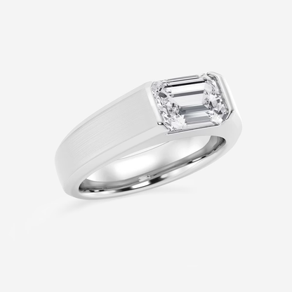 3 Ct Emerald Lab Grown Diamond Half Bezel Men's Solitaire Ring