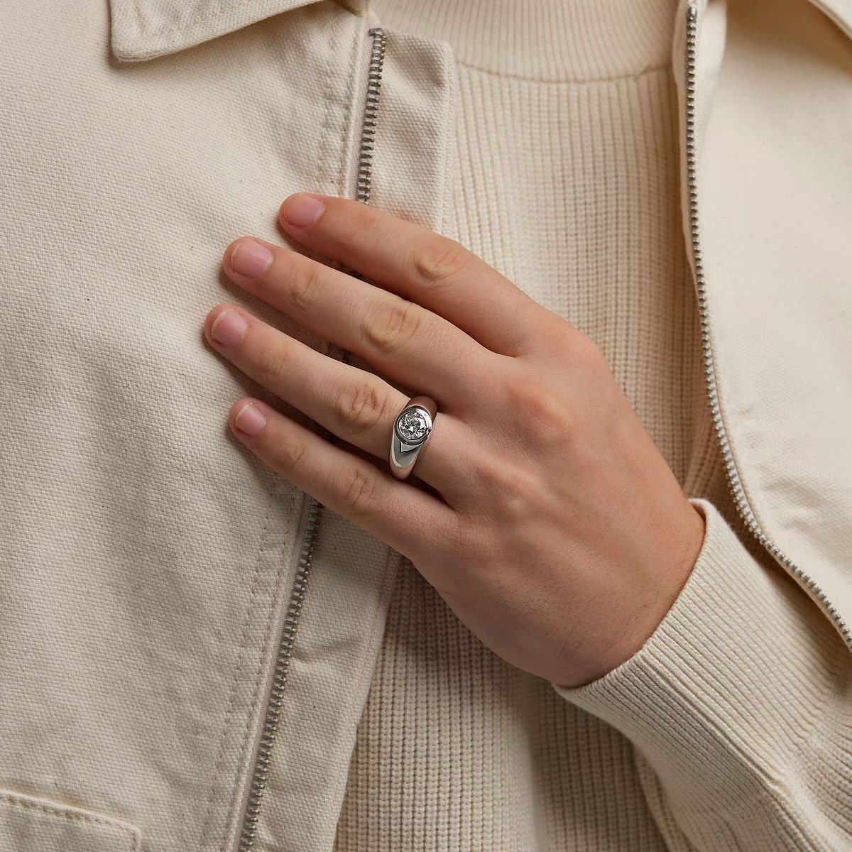 2 Ct Round Lab Grown Diamond Men's Solitaire Ring