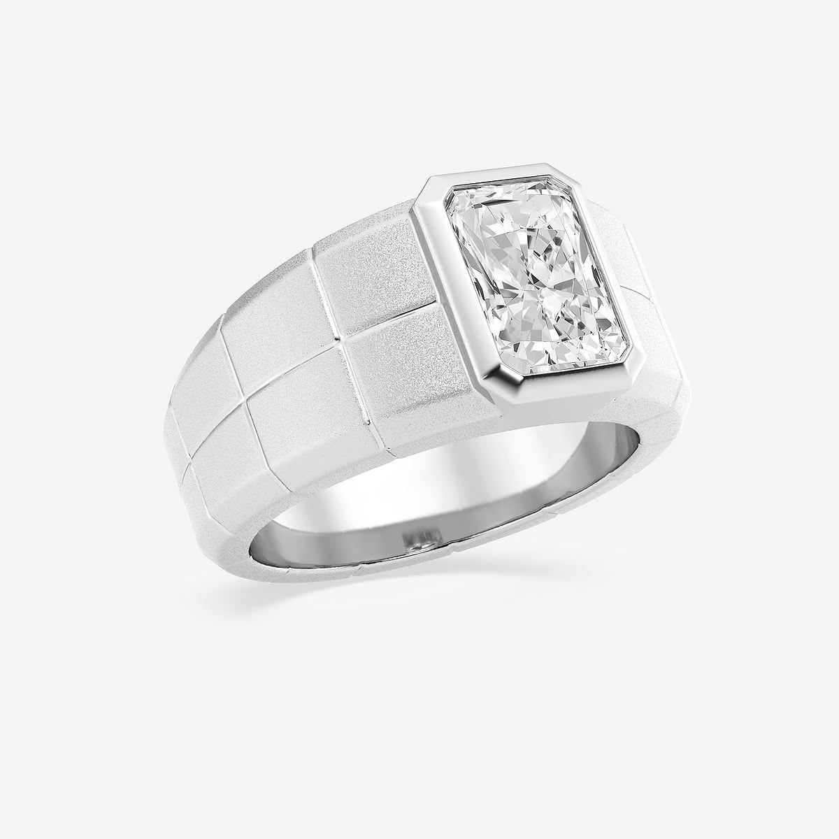 Men's Radiant Cut Bold Solitaire Band