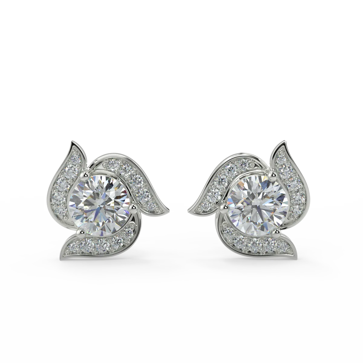 Graceful Swirl F VS1 Lab Grown Diamond Stud Earrings