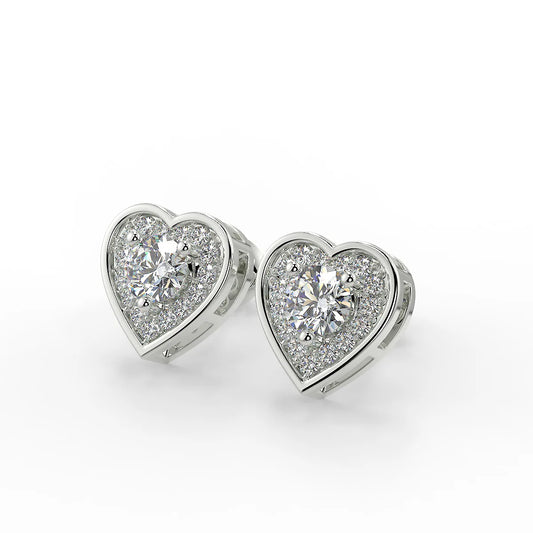 Enchanting Heart F VS1 Lab Grown Diamond Stud Earrings