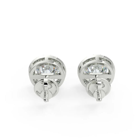 Classic Halo F VS2 Lab Grown Diamond Stud Earrings