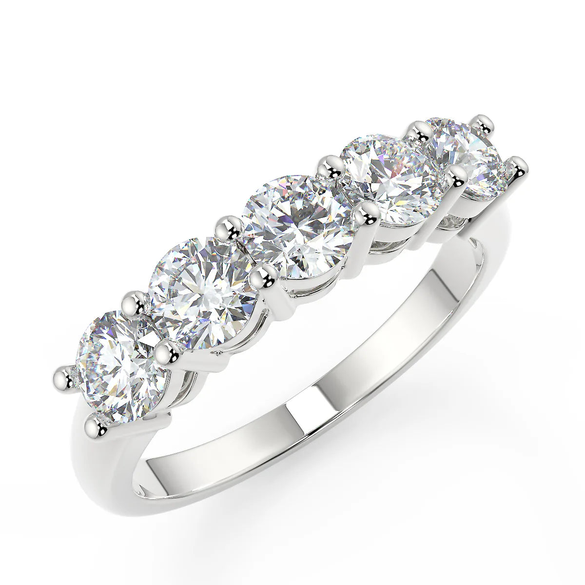 Five-Stone Eternity F VS2 Lab Grown Diamond Band
