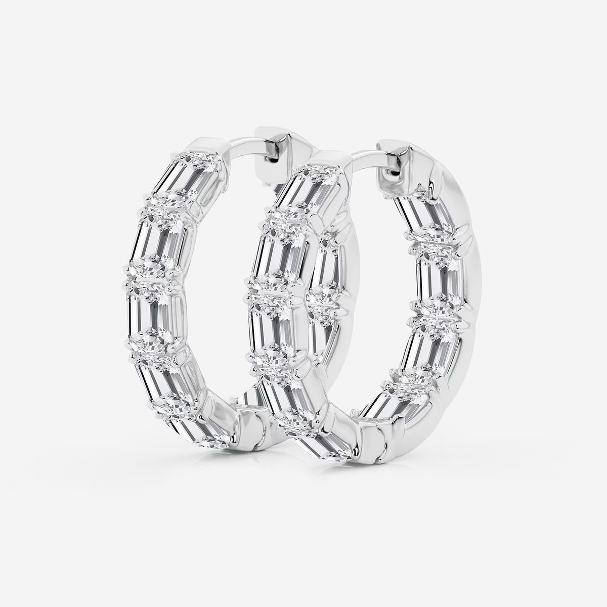Star-Band-Emerald-Cut-Diamond-Hoop-Earrings