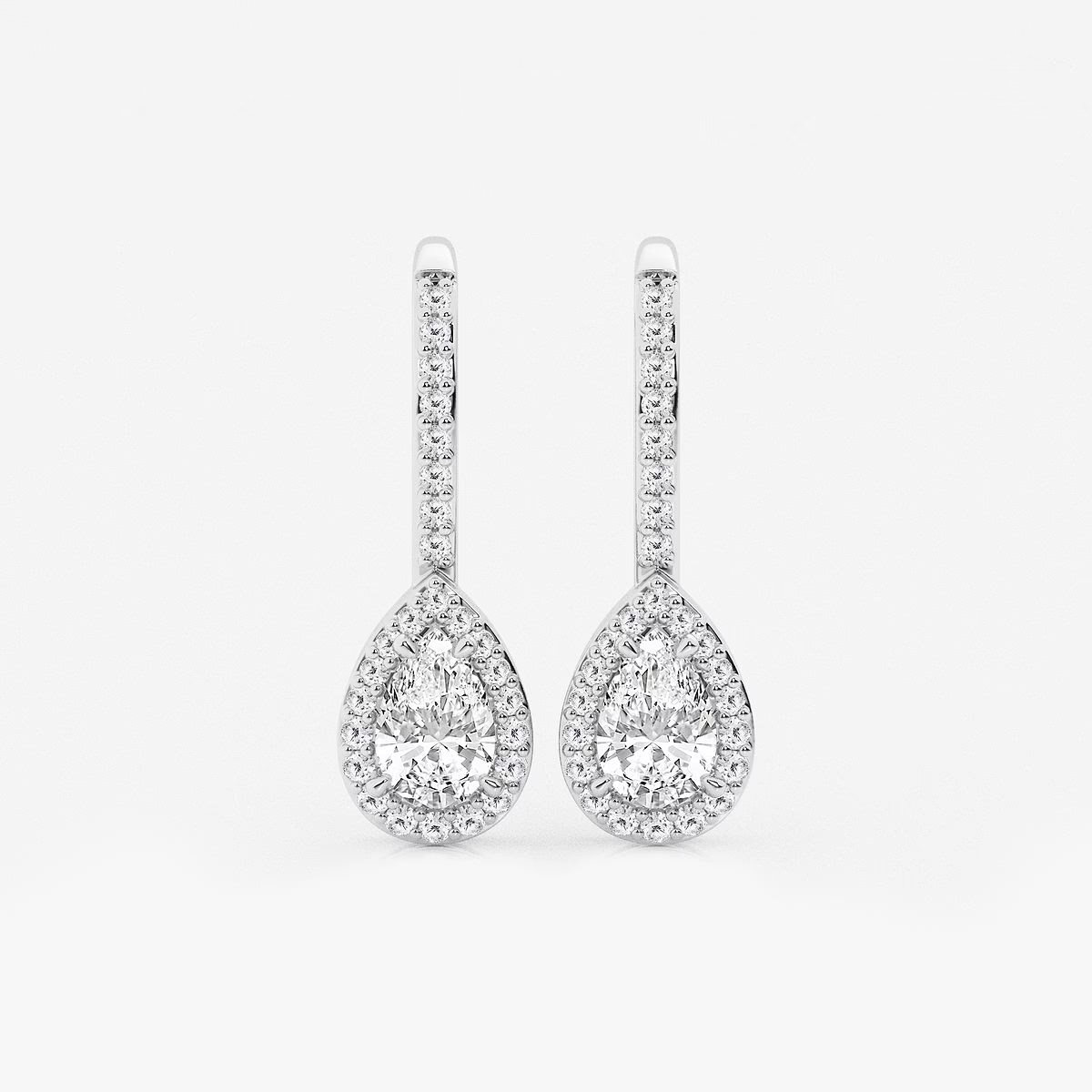 Stellar-Drop-Pear-Cut-Diamond-Halo-Earrings-in-White-Gold