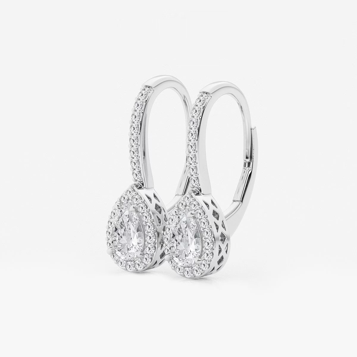 Stellar-Drop-Pear-Cut-Diamond-Halo-Earrings-in-White-Gold