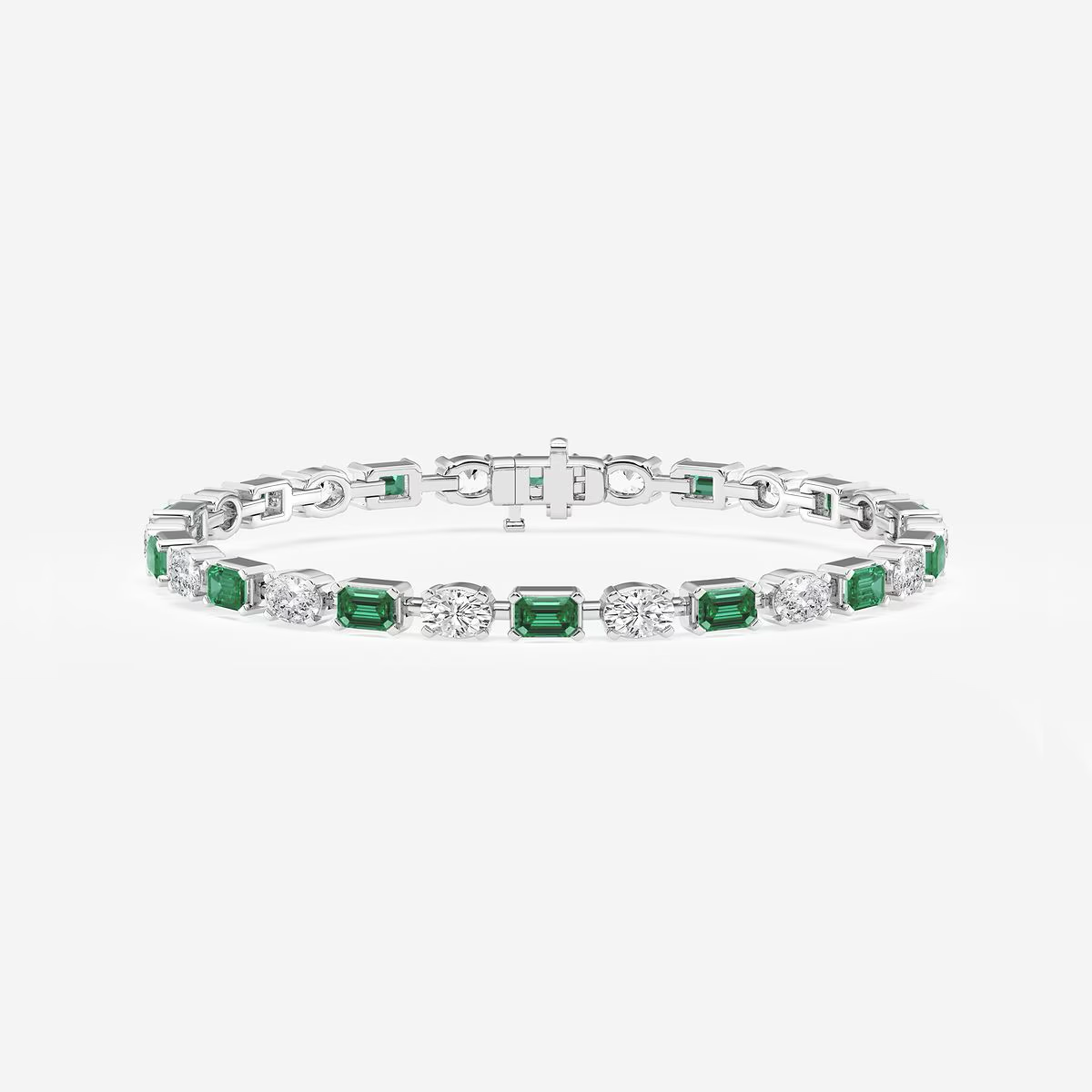 Dew Link – Bezel-Set Diamond x Emerald Fashion Bracelet