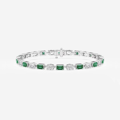 Dew Link – Bezel-Set Diamond x Emerald Fashion Bracelet